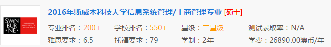 斯威本科技大学信息系统管理专业基本信息